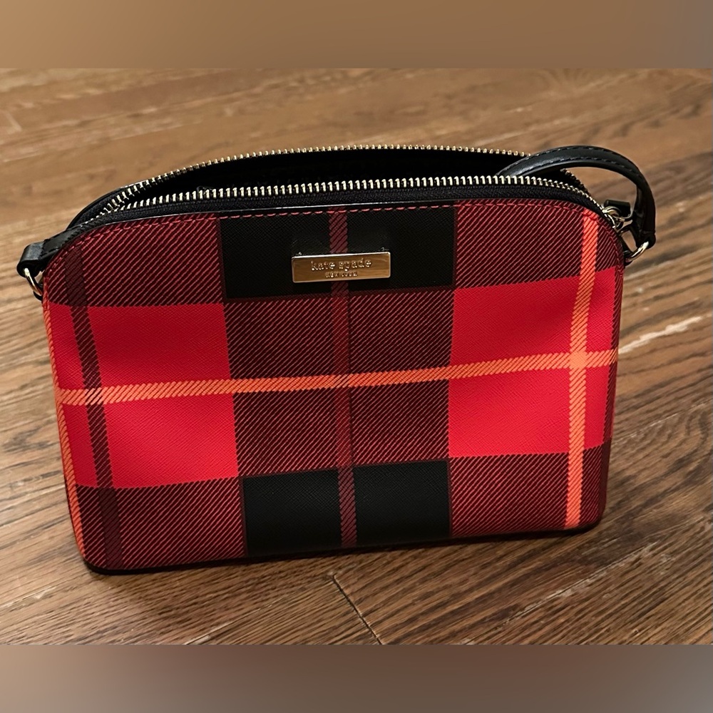 Kate Spade Red Plaid Handbag Crossbody Excellent Condition